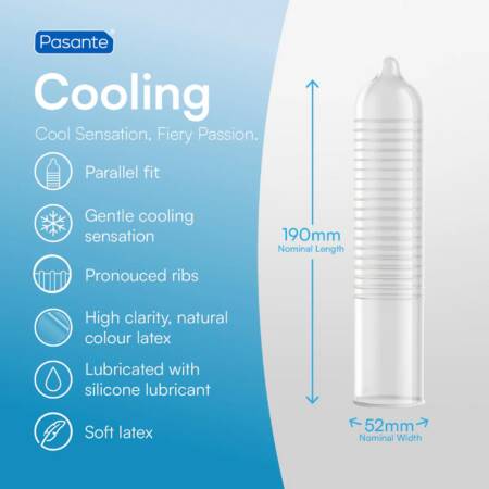 Prezerwatywy Pasante Cooling prążkowane chłodzące 144 szt