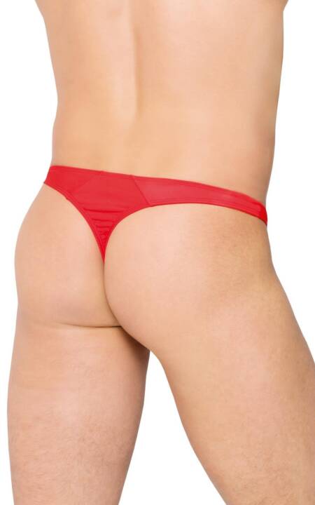 Satynowe stringi męskie z rozpięciami SoftLine 4432 czerwone M