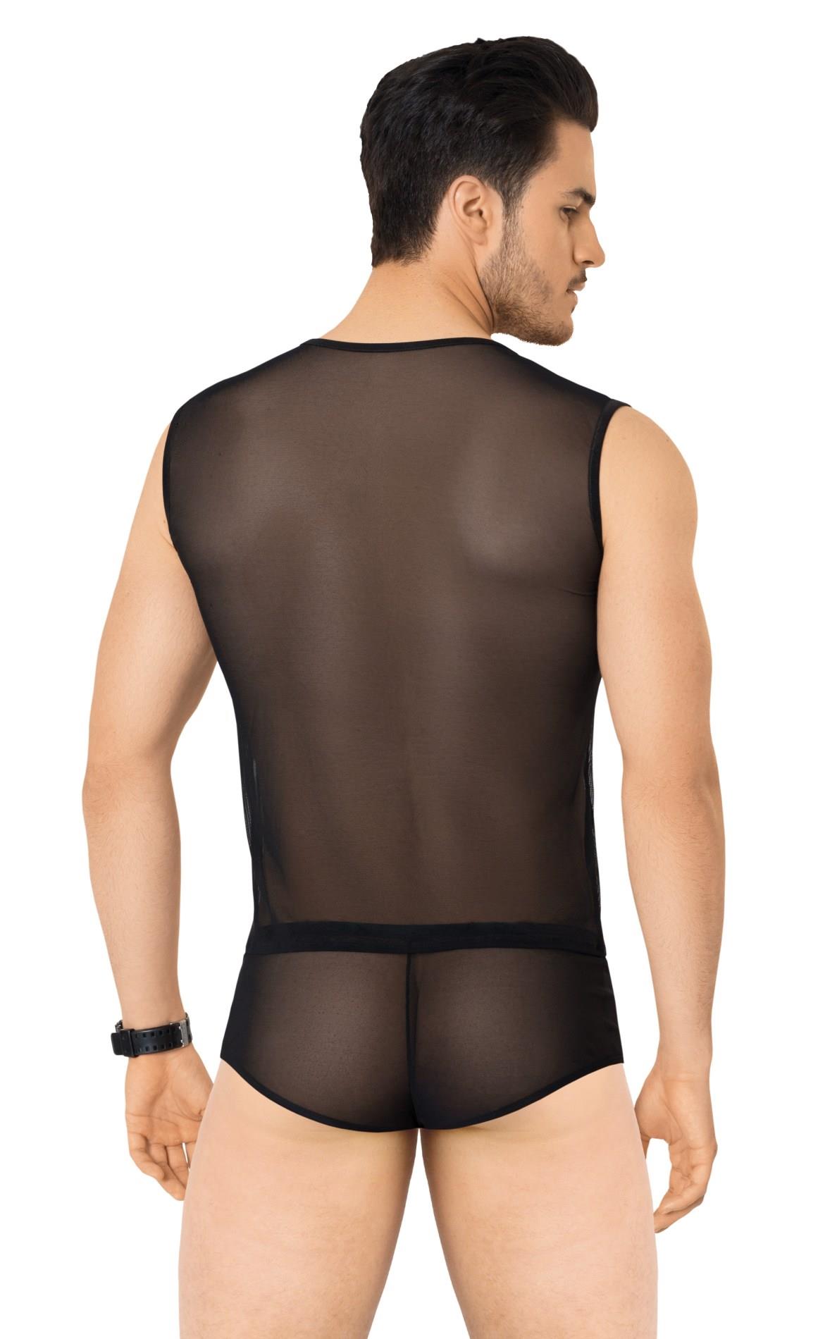 Seksowna koszulka i szorty siateczkowe SoftLine Collection czarne XL - obrazek 2