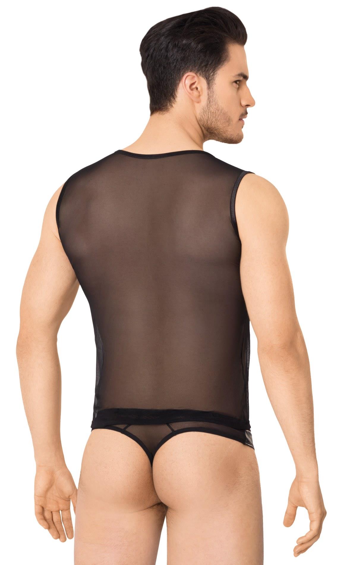 Seksowna koszulka i szorty siateczkowe SoftLine Collection czarne XL - obrazek 2