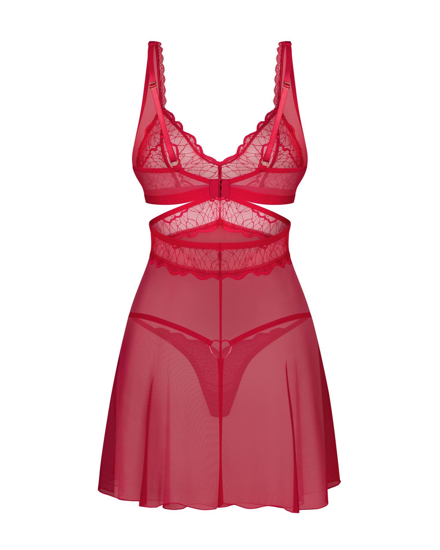 Babydoll Cupide Desir z stringami czerwony L/XL Obsessive - obrazek 2