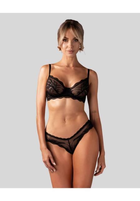 Komplet bielizny Perisia Obsessive transparentny czarny XS/S