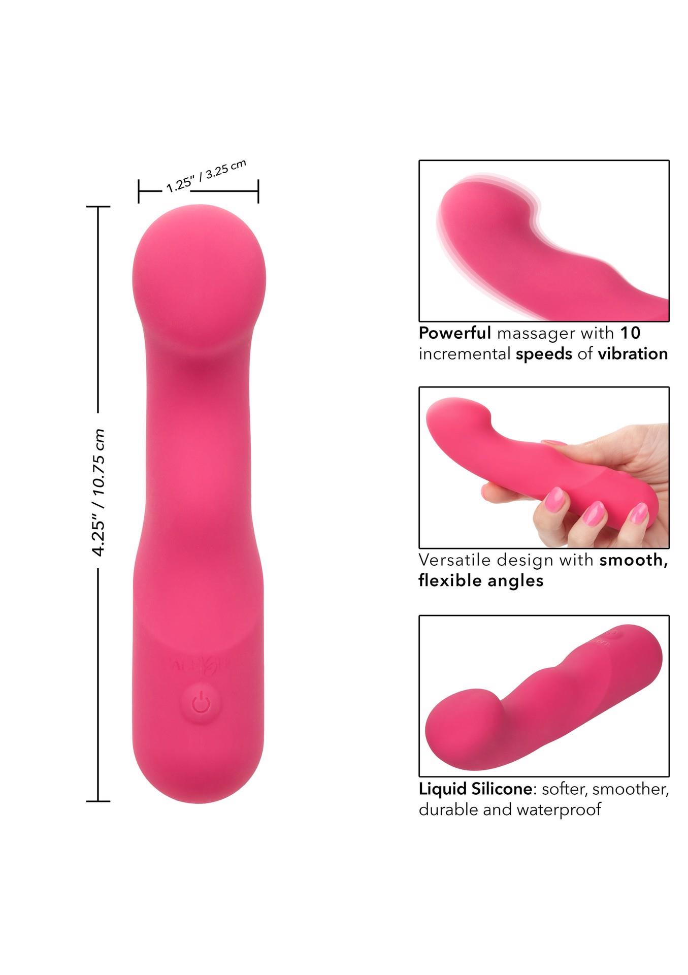 Wibrator silikonowy Pixies Curvy różowy USB 10,75 cm - obrazek 3