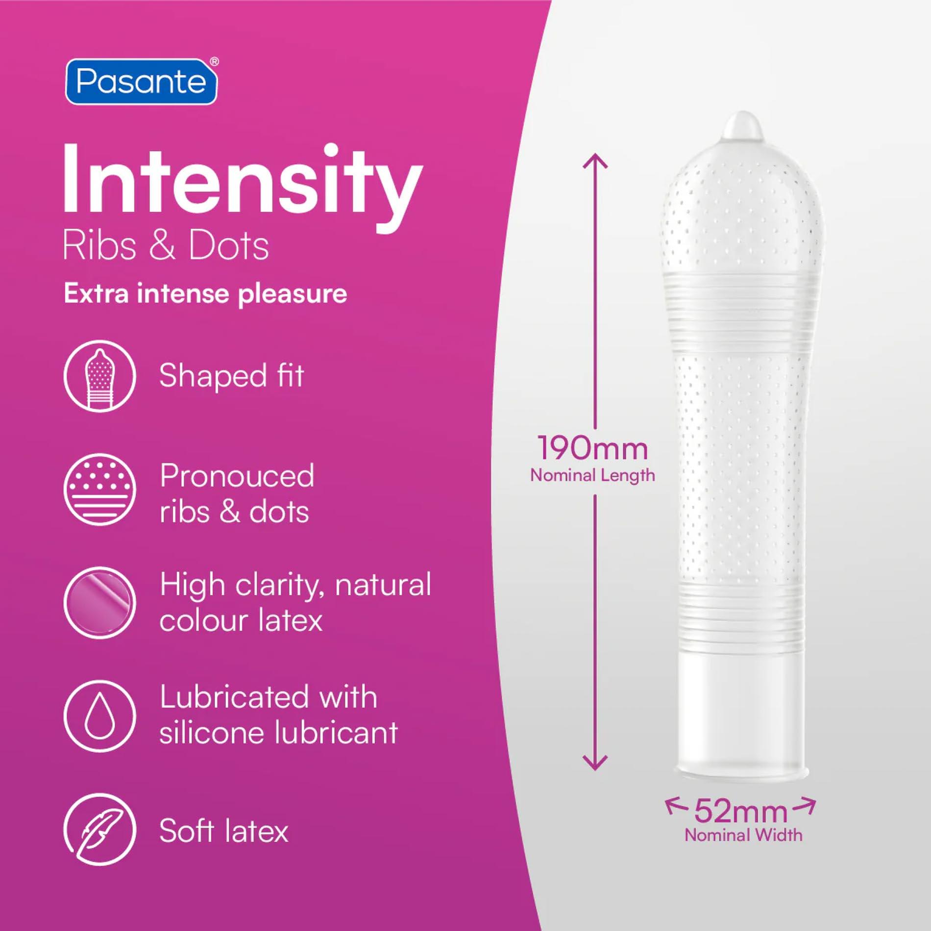 Prezerwatywy Pasante Ribs Dots Intensity prążkowane kropkowane 144 szt - obrazek 3