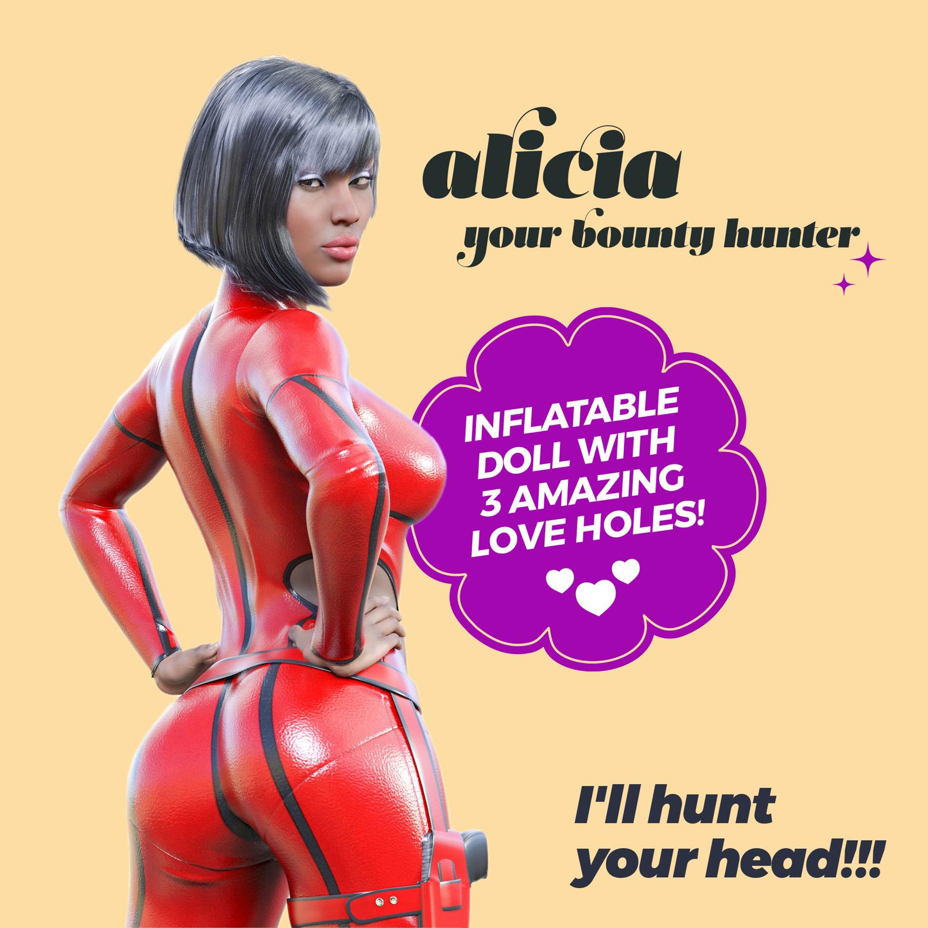 Lalka dmuchana Crushious Alicia czarna 155 cm - obrazek 3