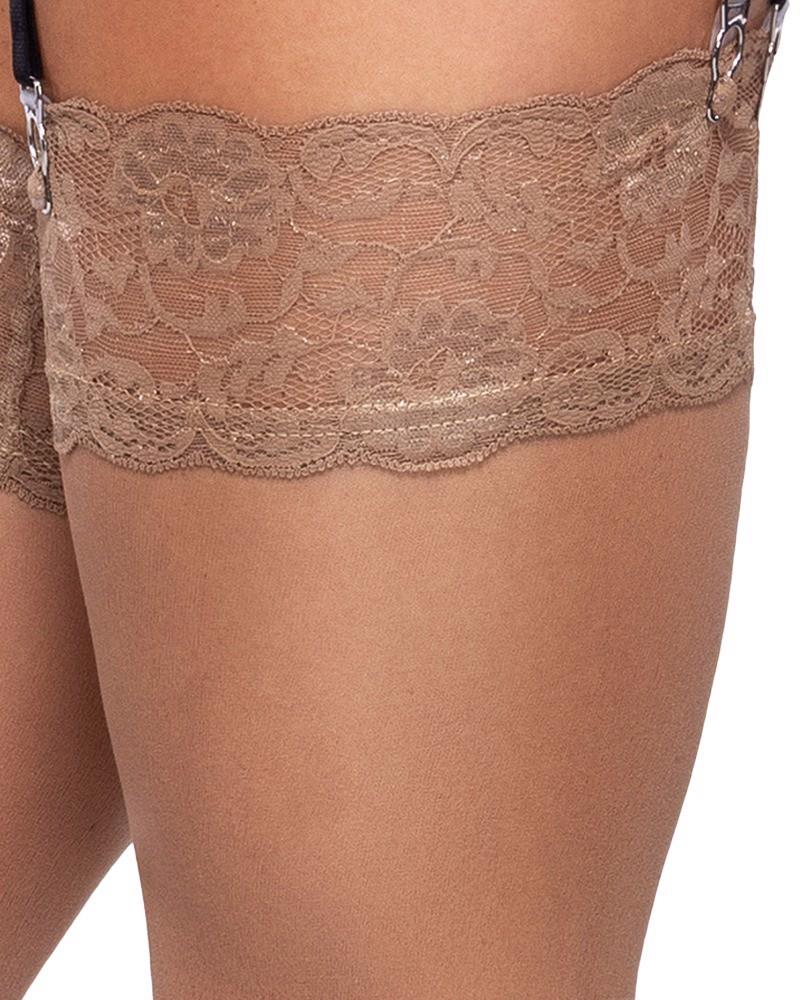 Pończochy z koronką Cottelli LEGWEAR cieliste L - obrazek 2
