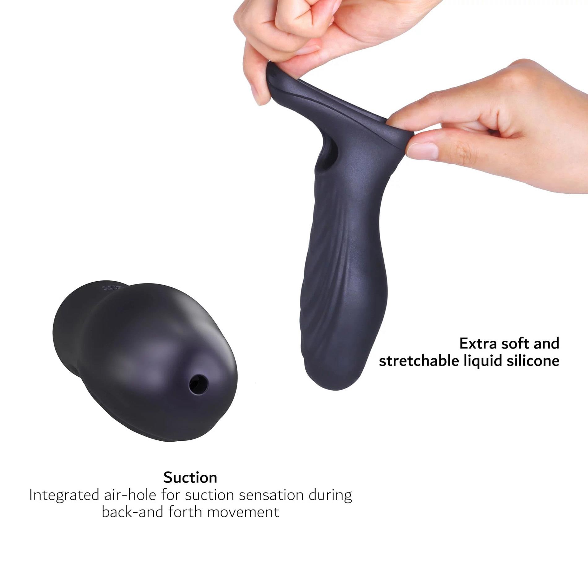 Przedłużka silikonowa Ryzer Max Man.wand black plum 18 cm - obrazek 3