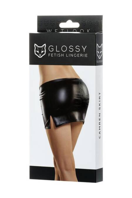 Błyszcząca mini spódniczka Wetlook Glossy CAMREN czarna M