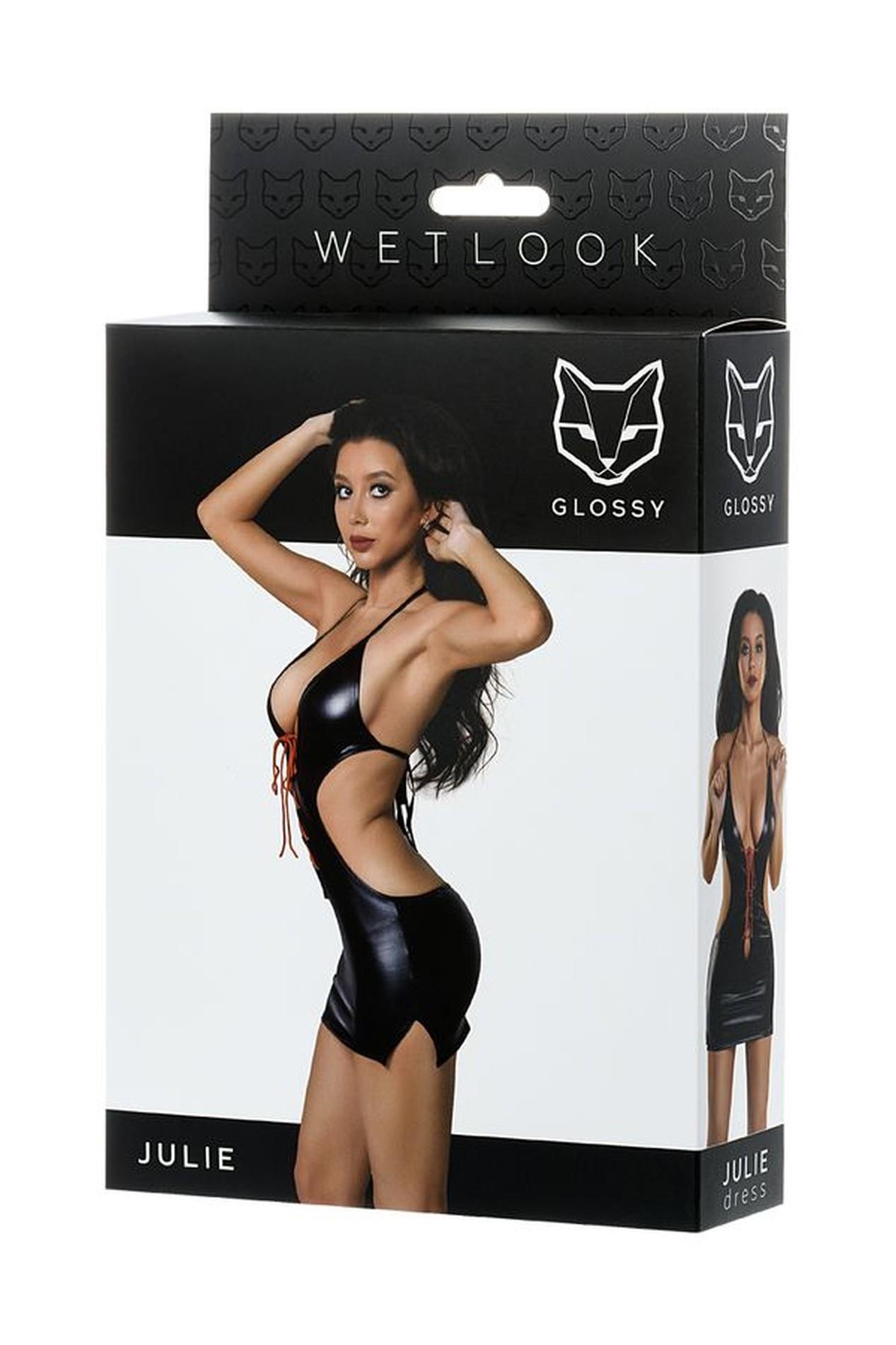 Erotyczna sukienka Wetlook Glossy Julie czarna S - obrazek 4