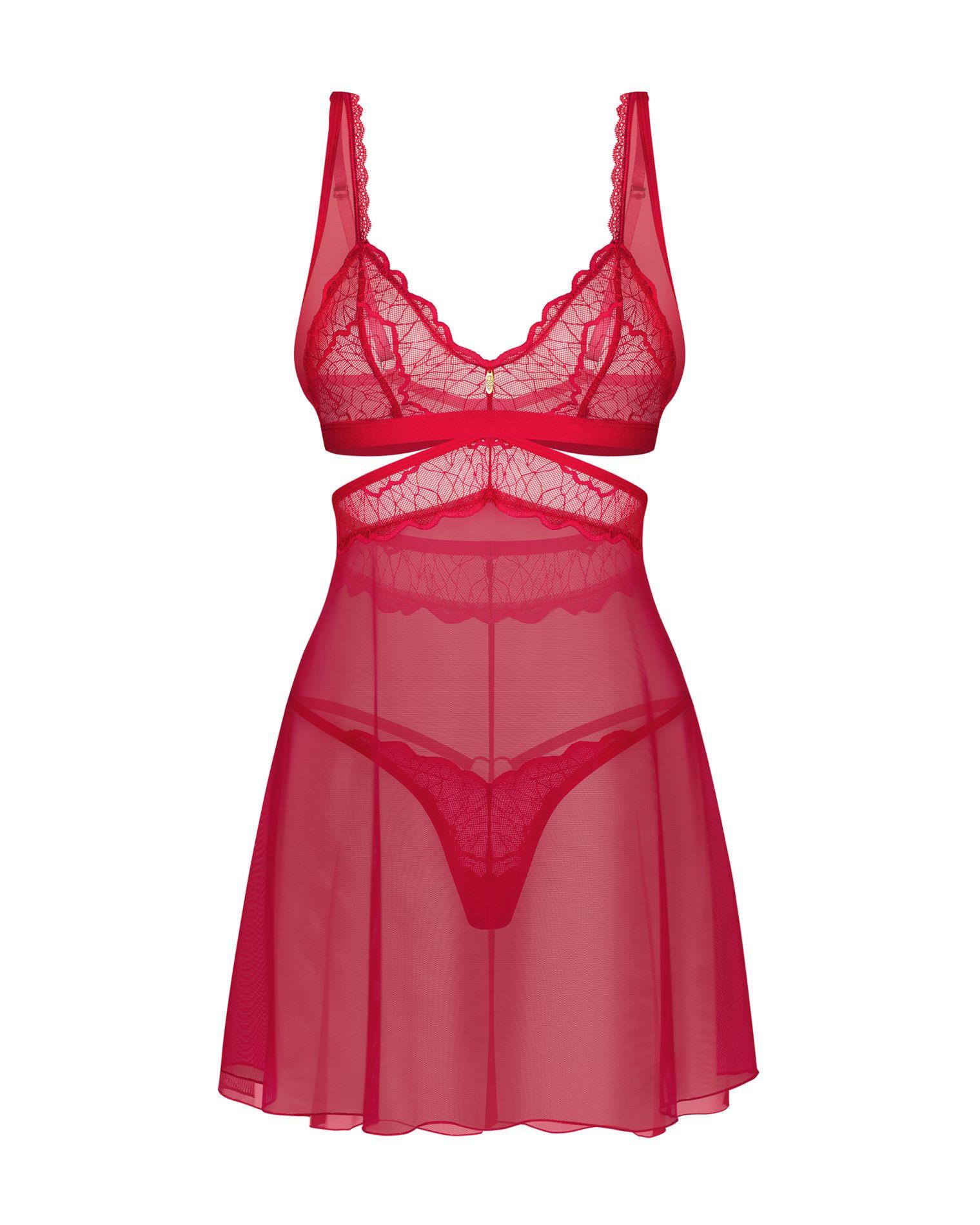 Komplet bielizny Obsessive Cupide Desir czerwony S/M - obrazek 3