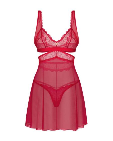 Babydoll z stringami Obsessive Cupide Desir czerwony 2XL/3XL