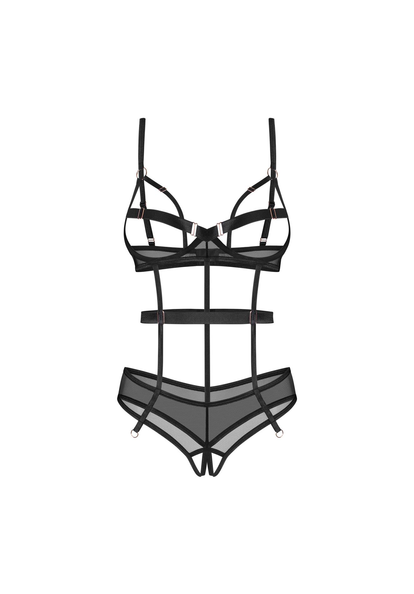 Body erotyczne otwarte Euridia Obsessive czarne XL 2XL - obrazek 3