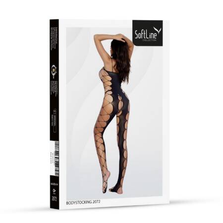 Bodystocking 2072 czarny futurystyczny z wycięciami SoftLine One size