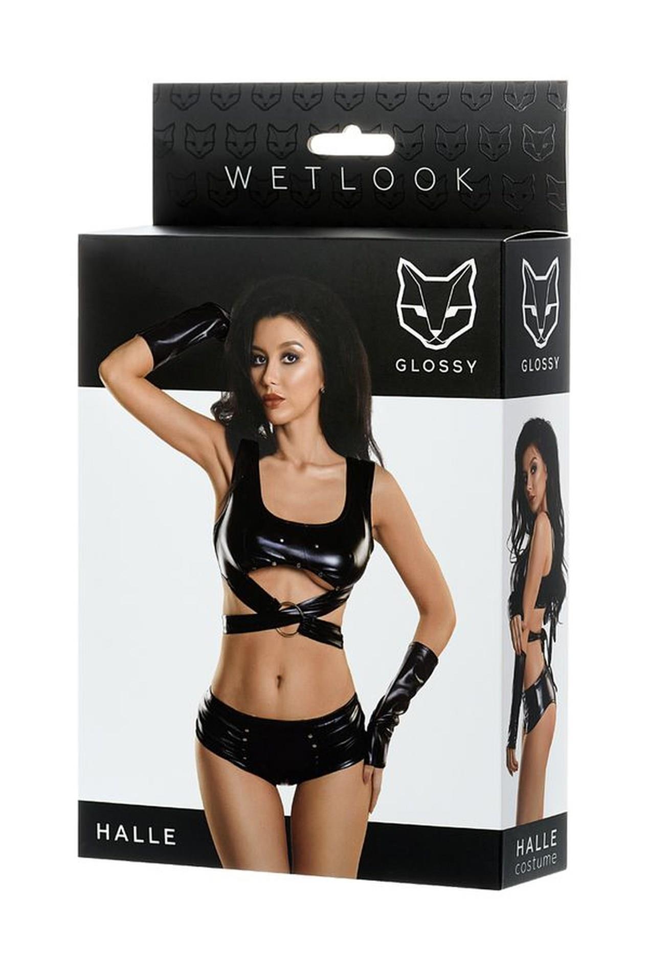 Błyszczący komplet Wetlook Glossy Halle czarny S - obrazek 3