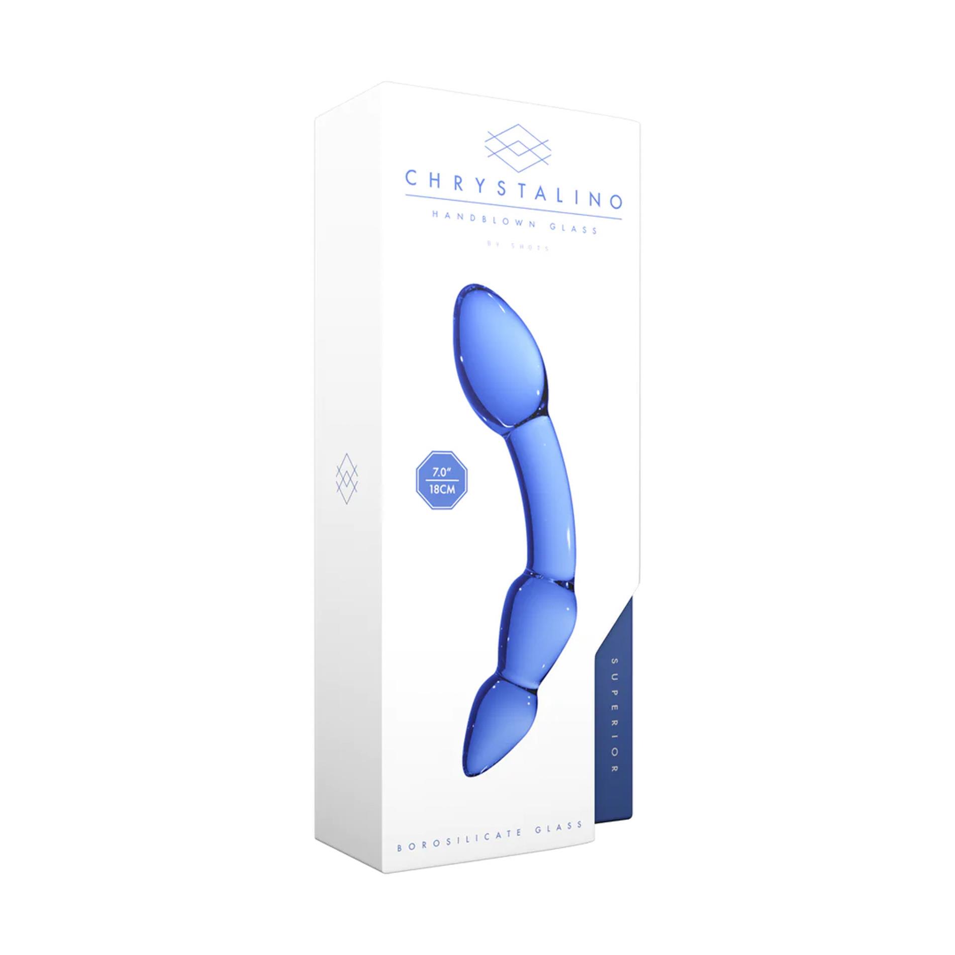 Szklane dildo Chrystalino Superior niebieskie 18 cm - obrazek 2