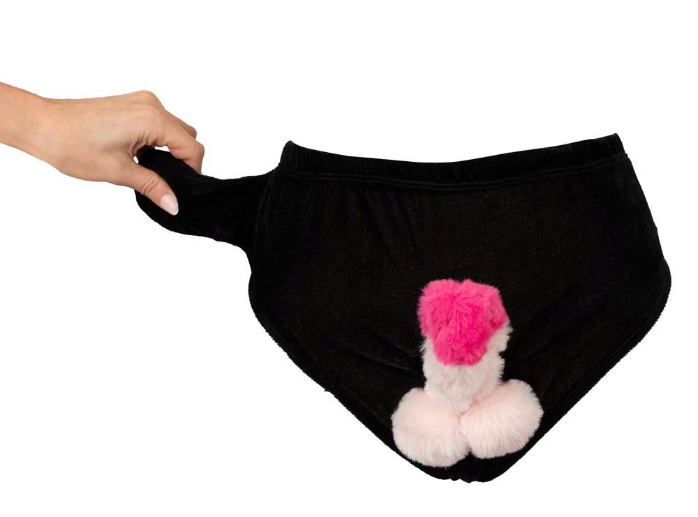 Majtki z nadmuchiwanym pluszowym penisem Orion czarne uniwersalne - obrazek 7