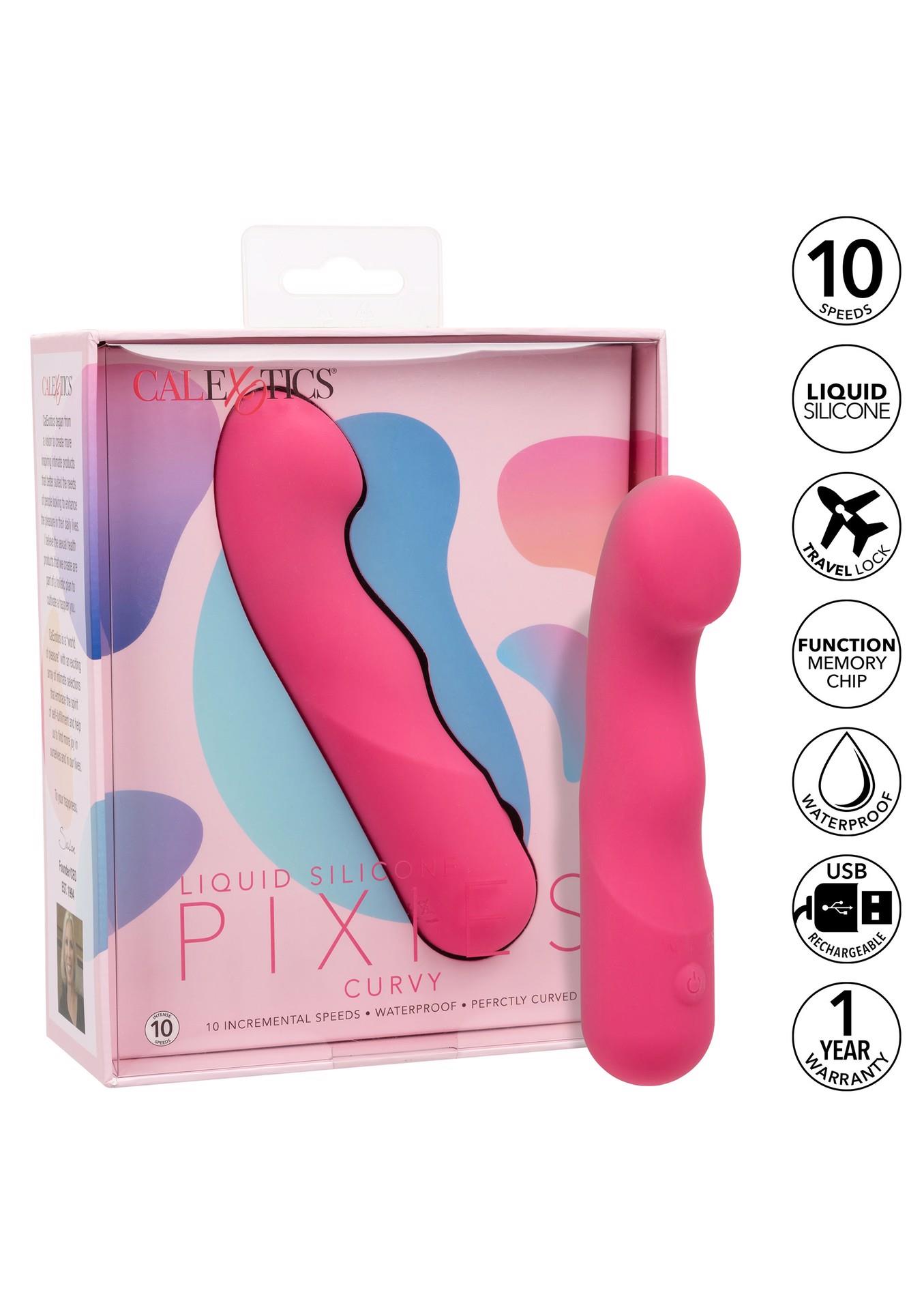 Wibrator silikonowy Pixies Curvy różowy USB 10,75 cm - obrazek 4