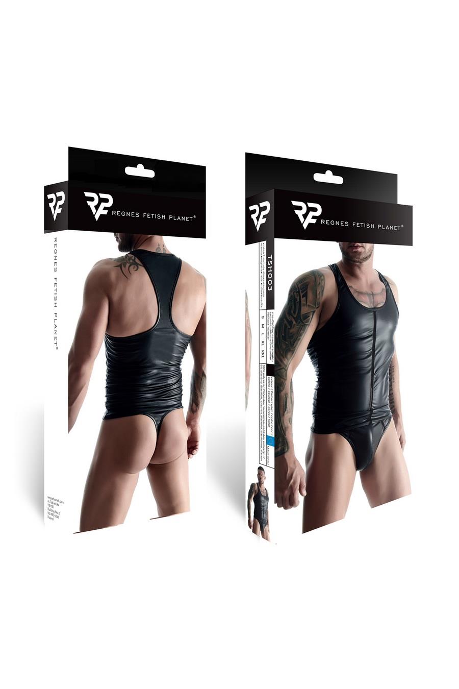 Koszulka męska wetlook bez rękawów Regnes Fetish Planet czarna M - obrazek 4