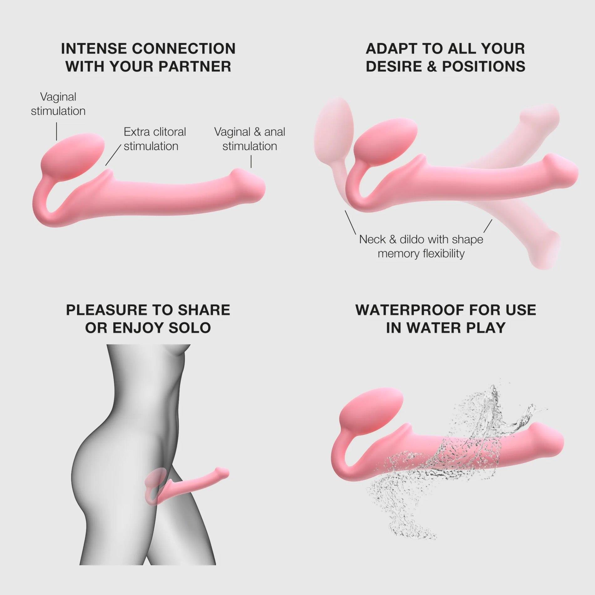 Strapon silikonowy półrealistyczny giętki Dorcel różowy M - obrazek 3