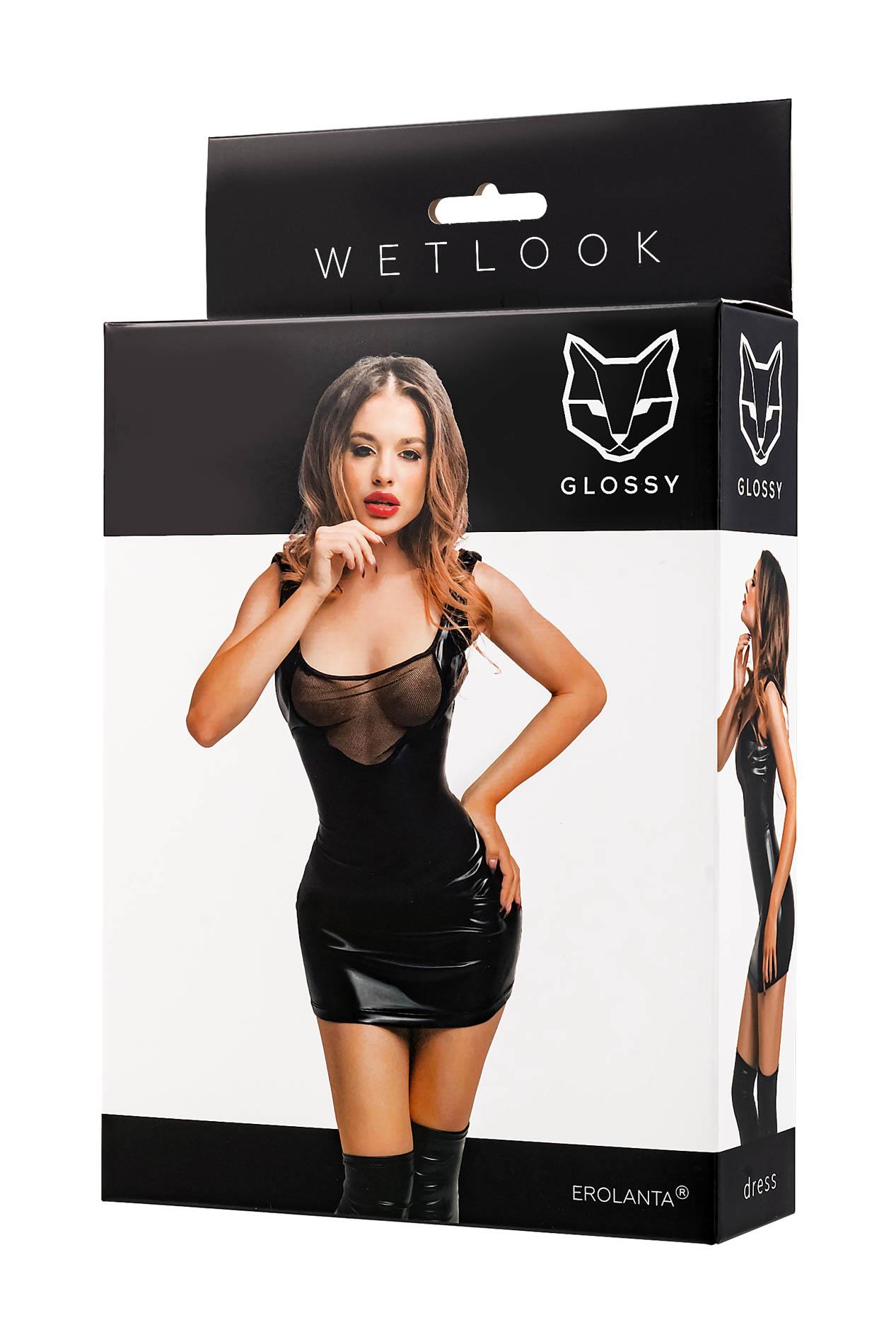 Sukienka wetlook Glossy Rimma czarna S - obrazek 5