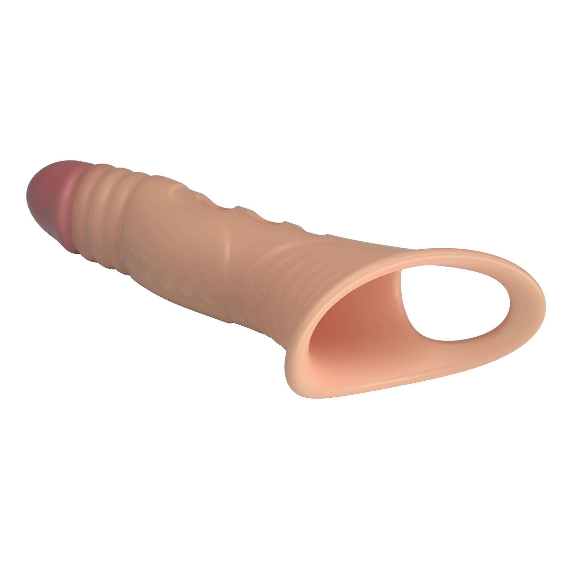 Realistyczna wibrująca nakładka na penisa Pretty Love 22 cm - obrazek 3