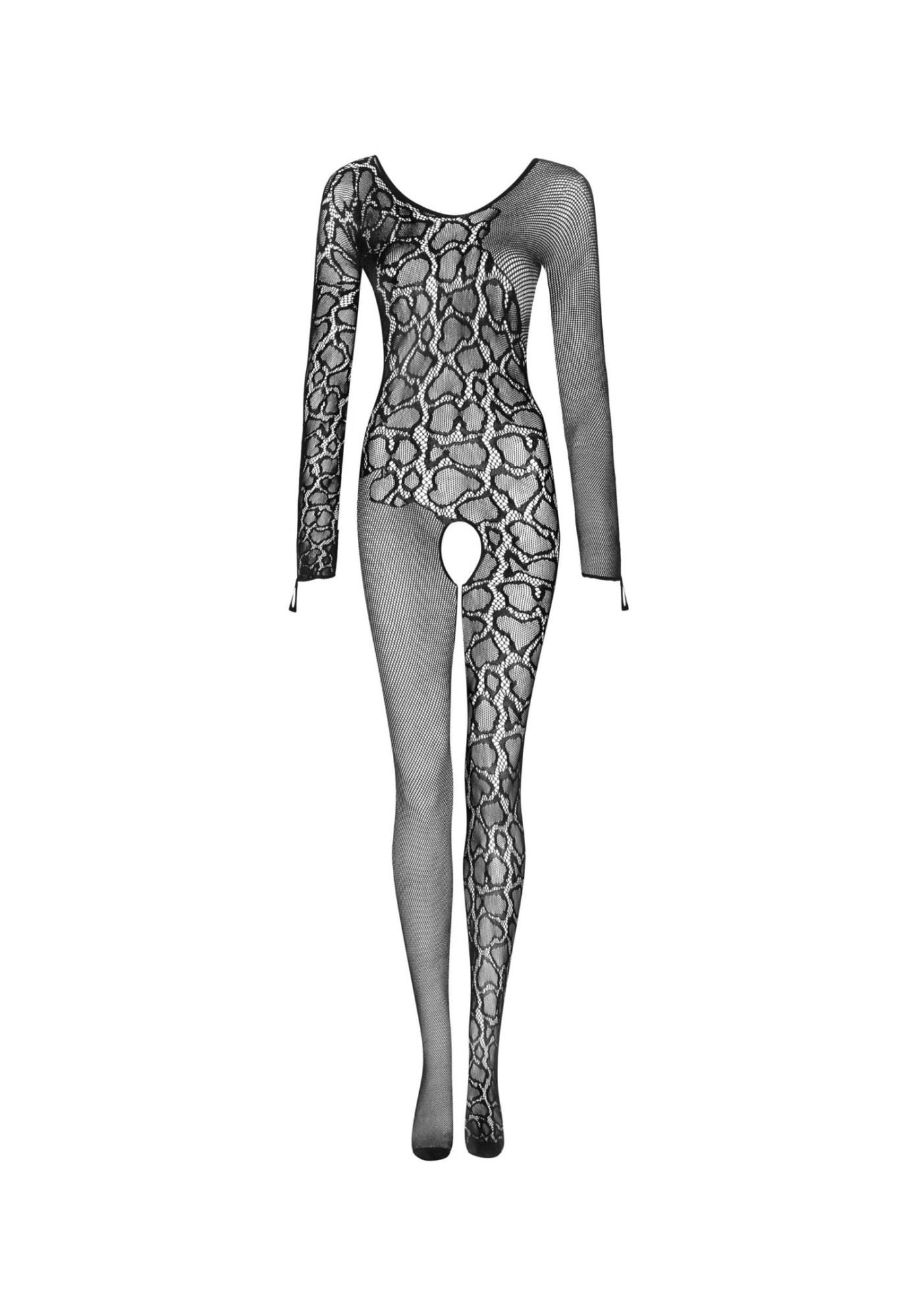 Bodystocking Obsessive G326 czarny z wężowym wzorem S/M/L - obrazek 2