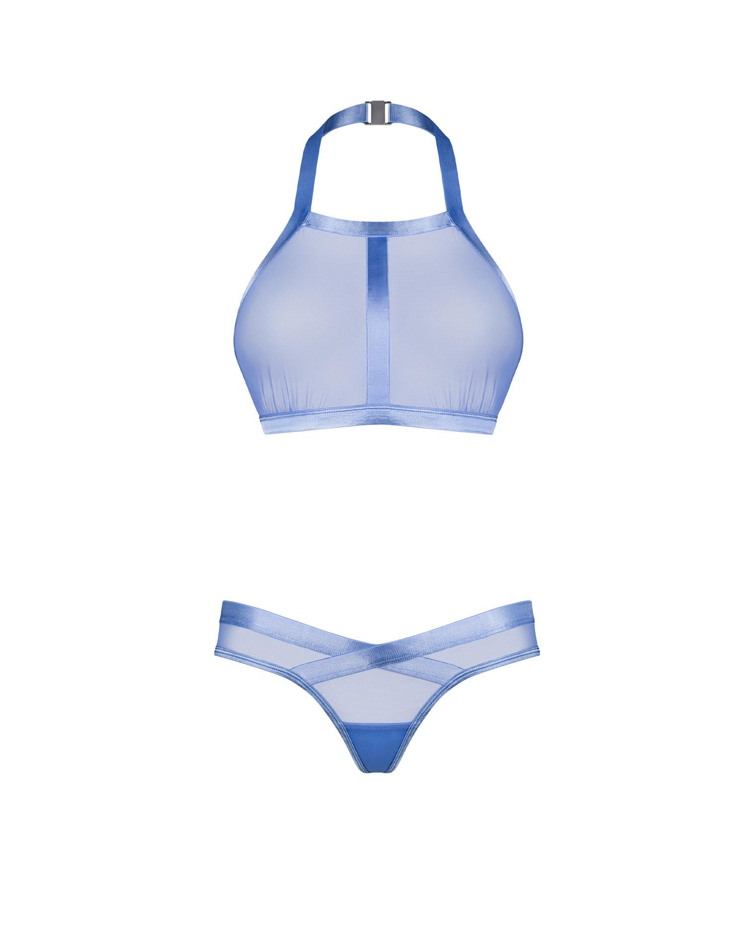 Błękitny top i asymetryczne stringi Obsessive XL/2XL - obrazek 4