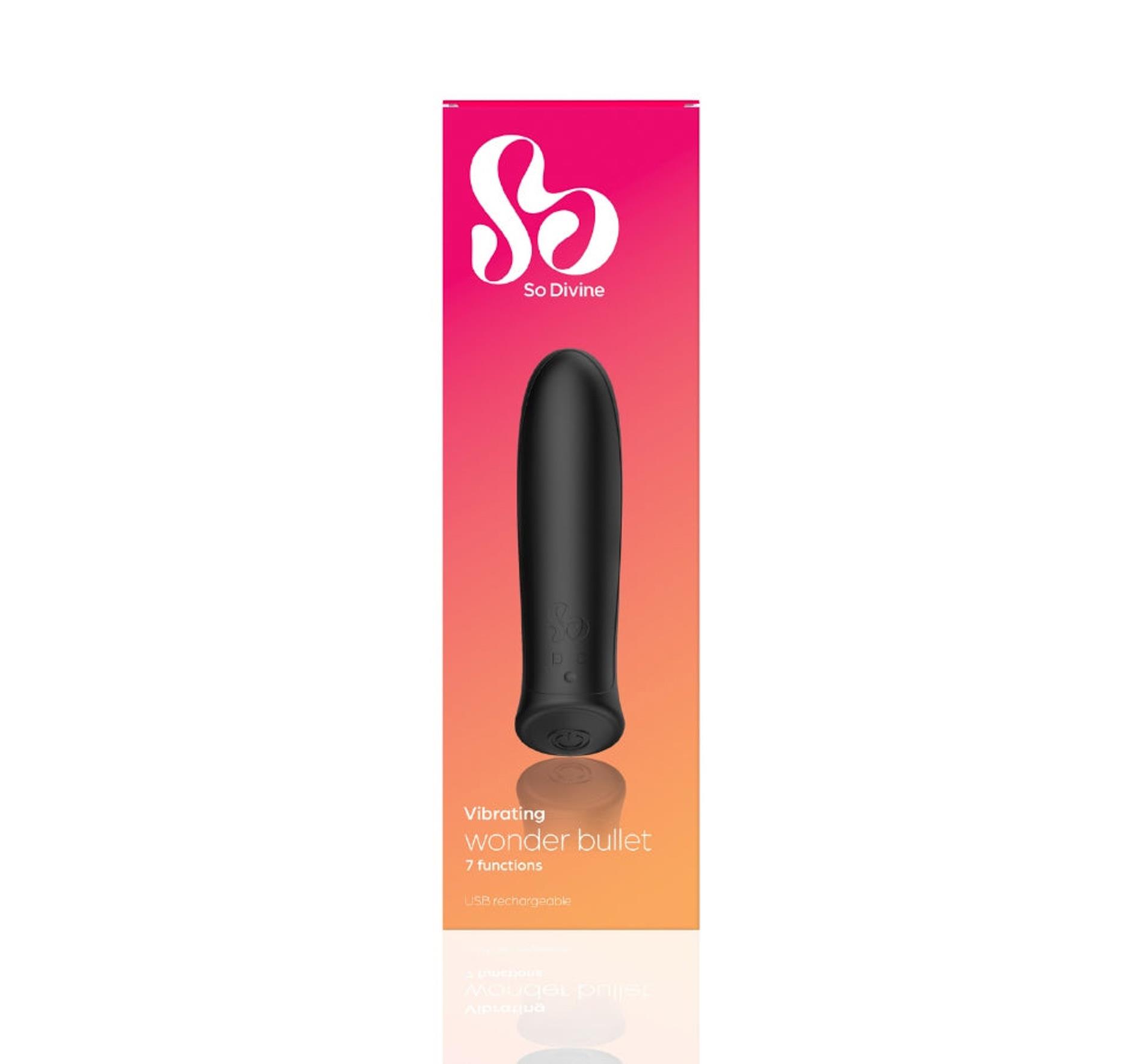 Wibrator bullet silikonowy Wonder Bullet So Divine czarny USB 9cm - obrazek 5