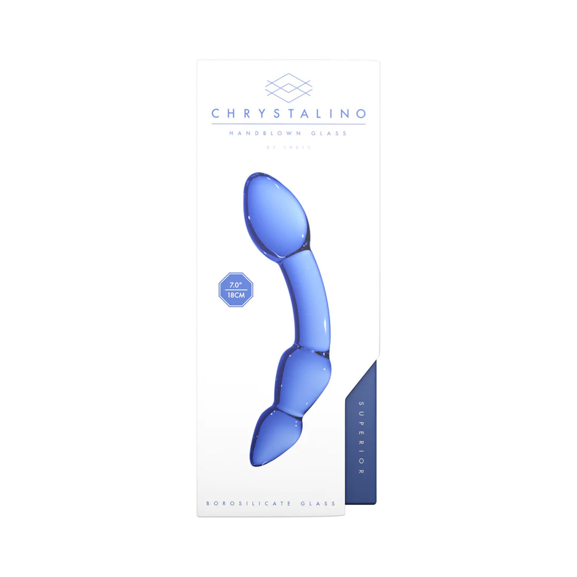 Szklane dildo Chrystalino Superior niebieskie 18 cm - obrazek 4