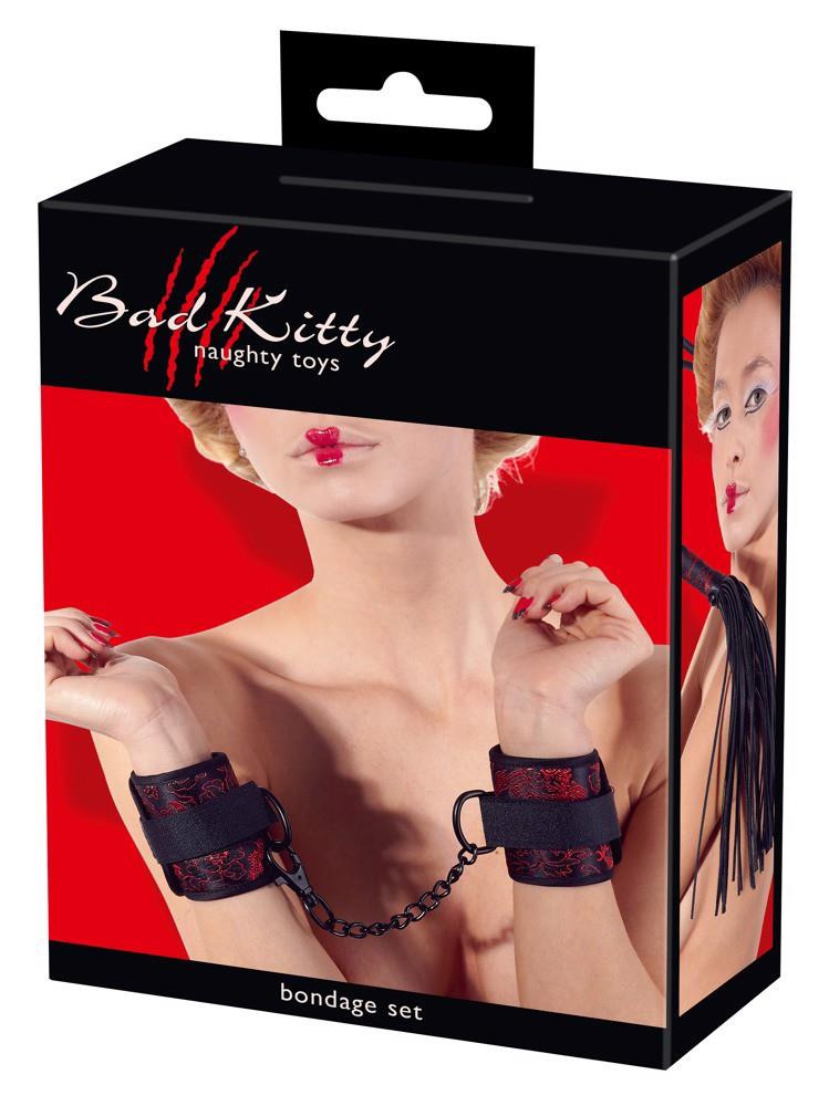 Zestaw bondage satynowy Bad Kitty czarny 38 cm - obrazek 6