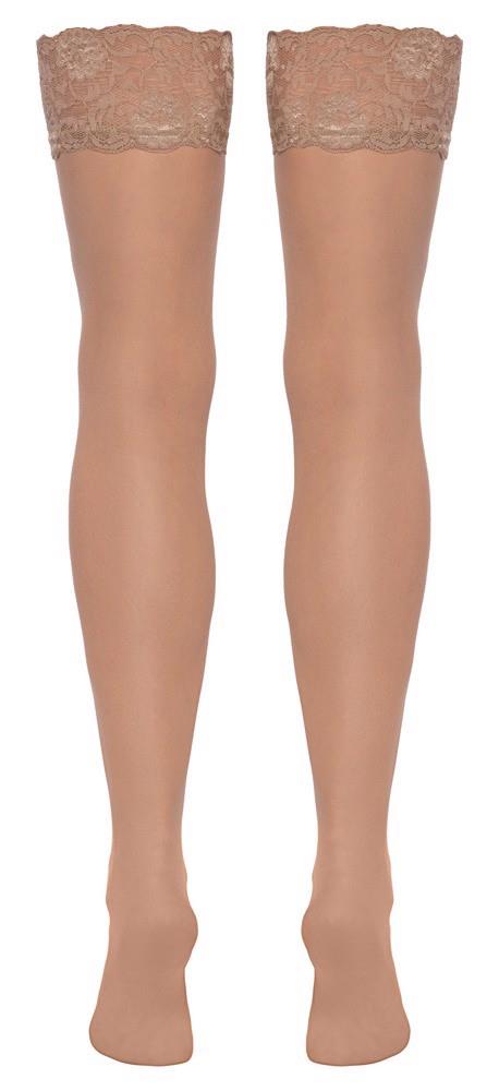 Pończochy z koronką Cottelli LEGWEAR cieliste L - obrazek 4