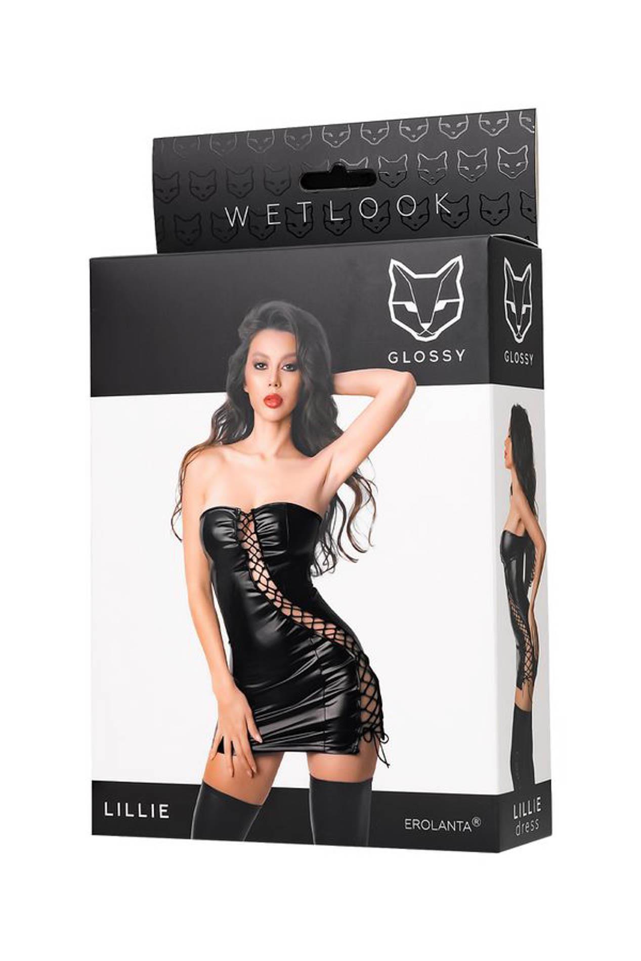 Sukienka Wetlook Glossy Lillie czarna XL - obrazek 3