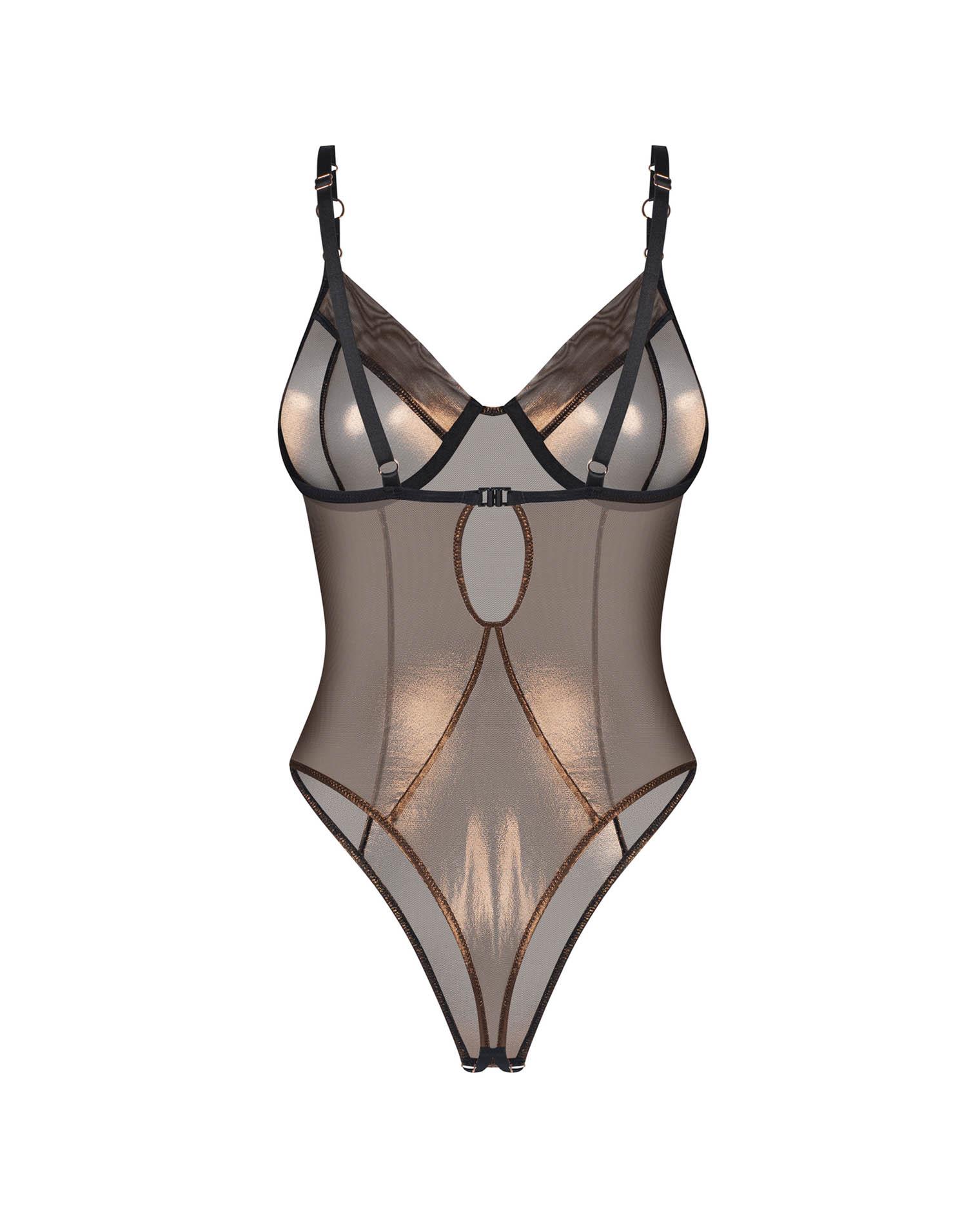 Body otwarte Soranna złota siateczka Obsessive 2XL/3XL - obrazek 4