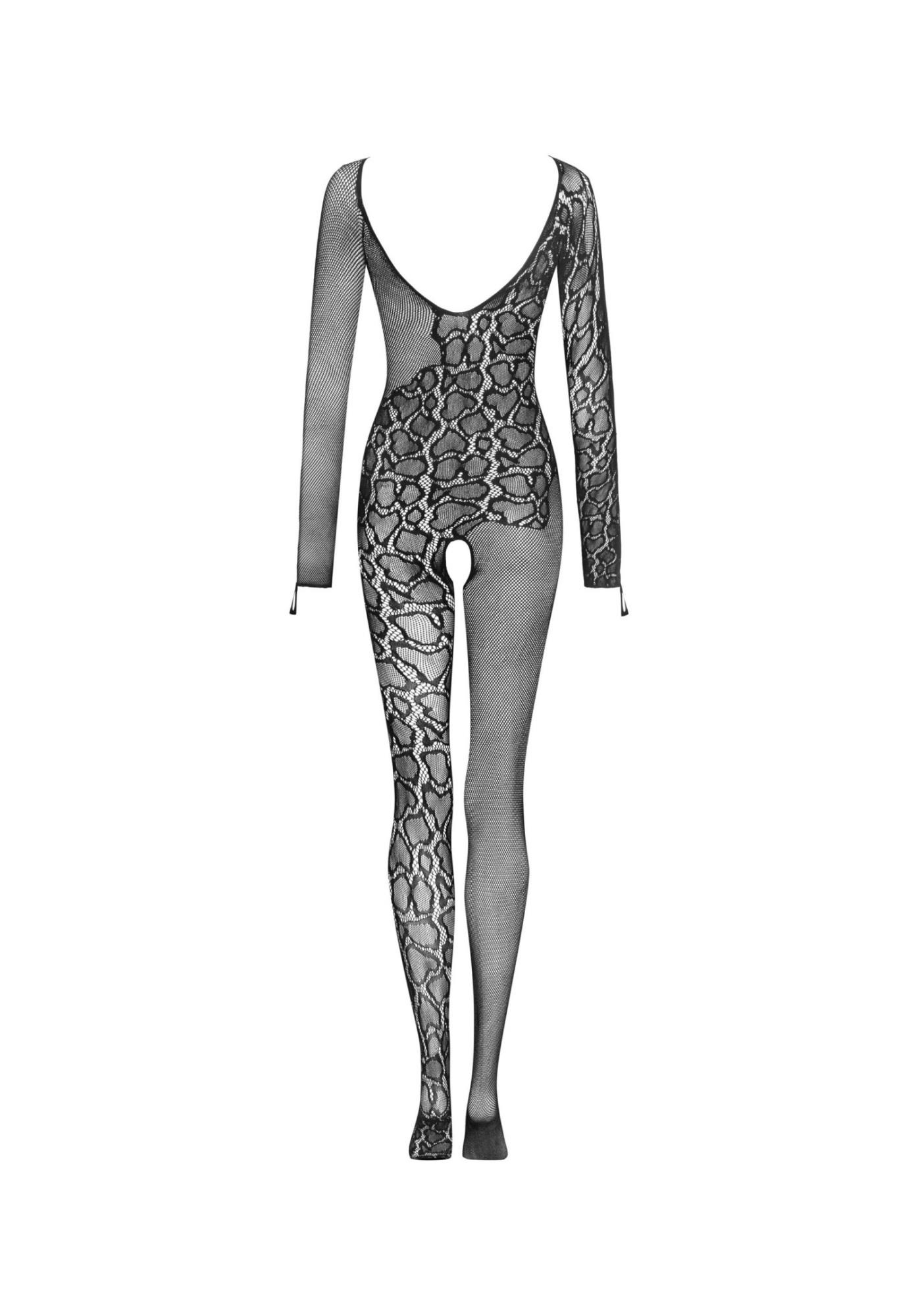 Bodystocking Obsessive G326 czarny z wężowym wzorem S/M/L - obrazek 5