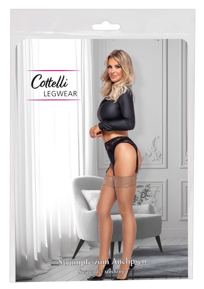 Pończochy z koronką Cottelli LEGWEAR cieliste L - obrazek 5