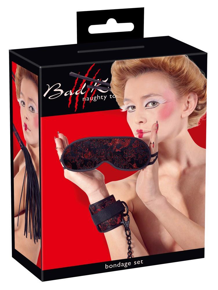 Zestaw bondage satynowy Bad Kitty czarny 38 cm - obrazek 5