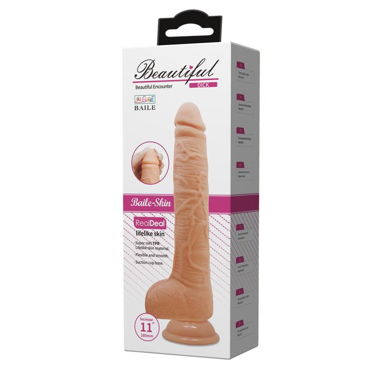 Dildo z cyberskóry Baile Beautiful DICK 11 cali cieliste - obrazek 7