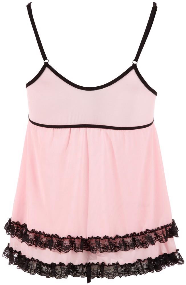 Babydoll z koronką Cottelli LINGERIE różowy 2XL - obrazek 8