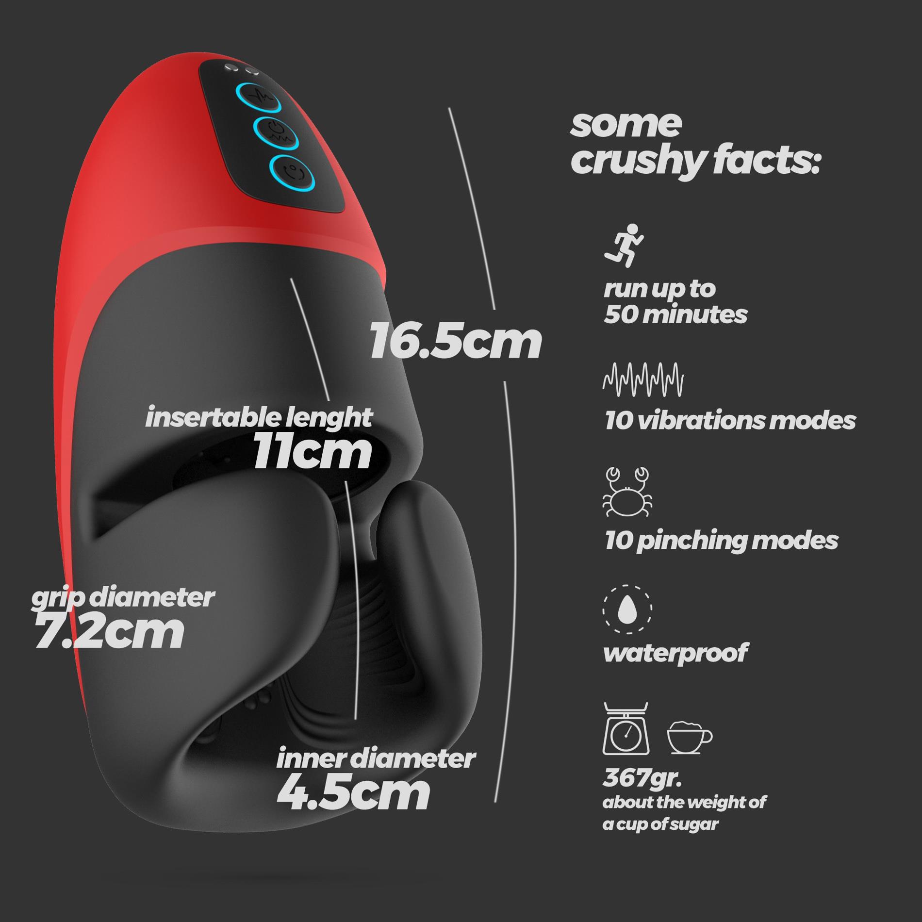 Masturbator wibrujący Pancho Crushious z zaciskiem 16,5 cm - obrazek 7
