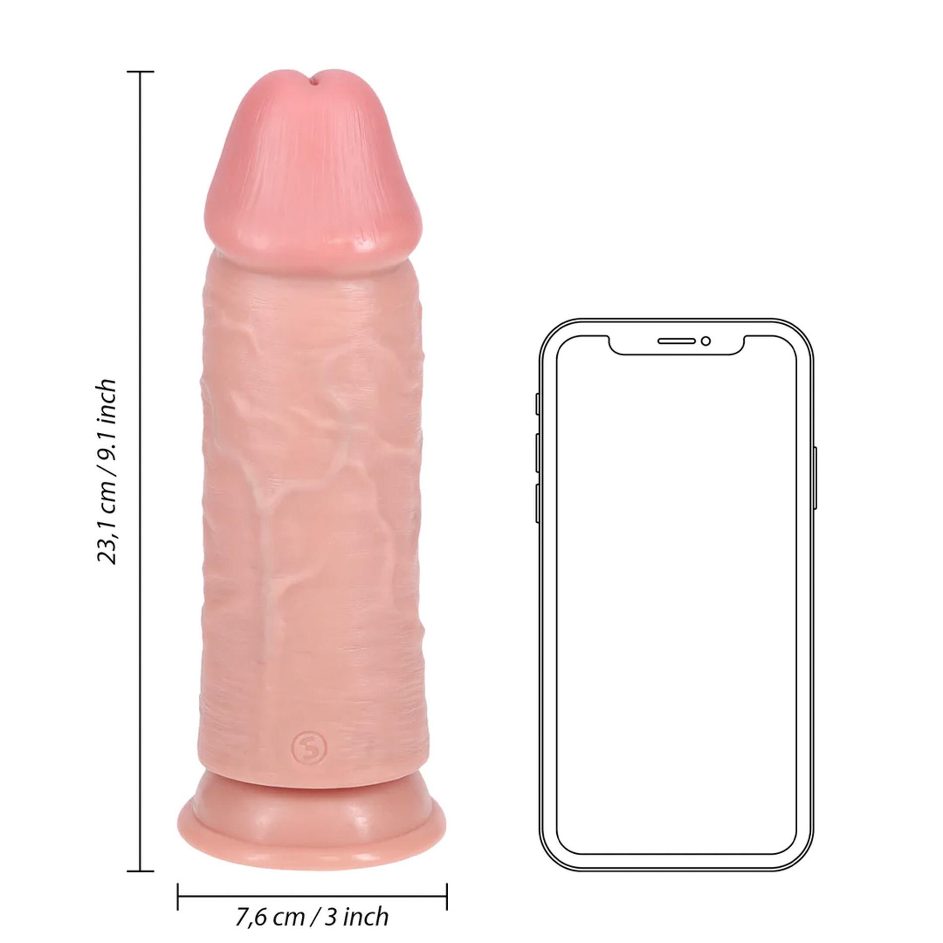 Dildo RealRock ekstra grube proste 23 cm cieliste bez jąder - obrazek 7