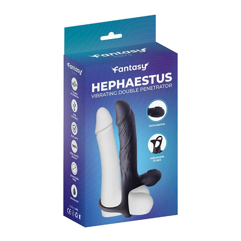 Dildo wibrujące do podwójnej penetracji Fantasy Hephaestus USB 19,5 cm - obrazek 8
