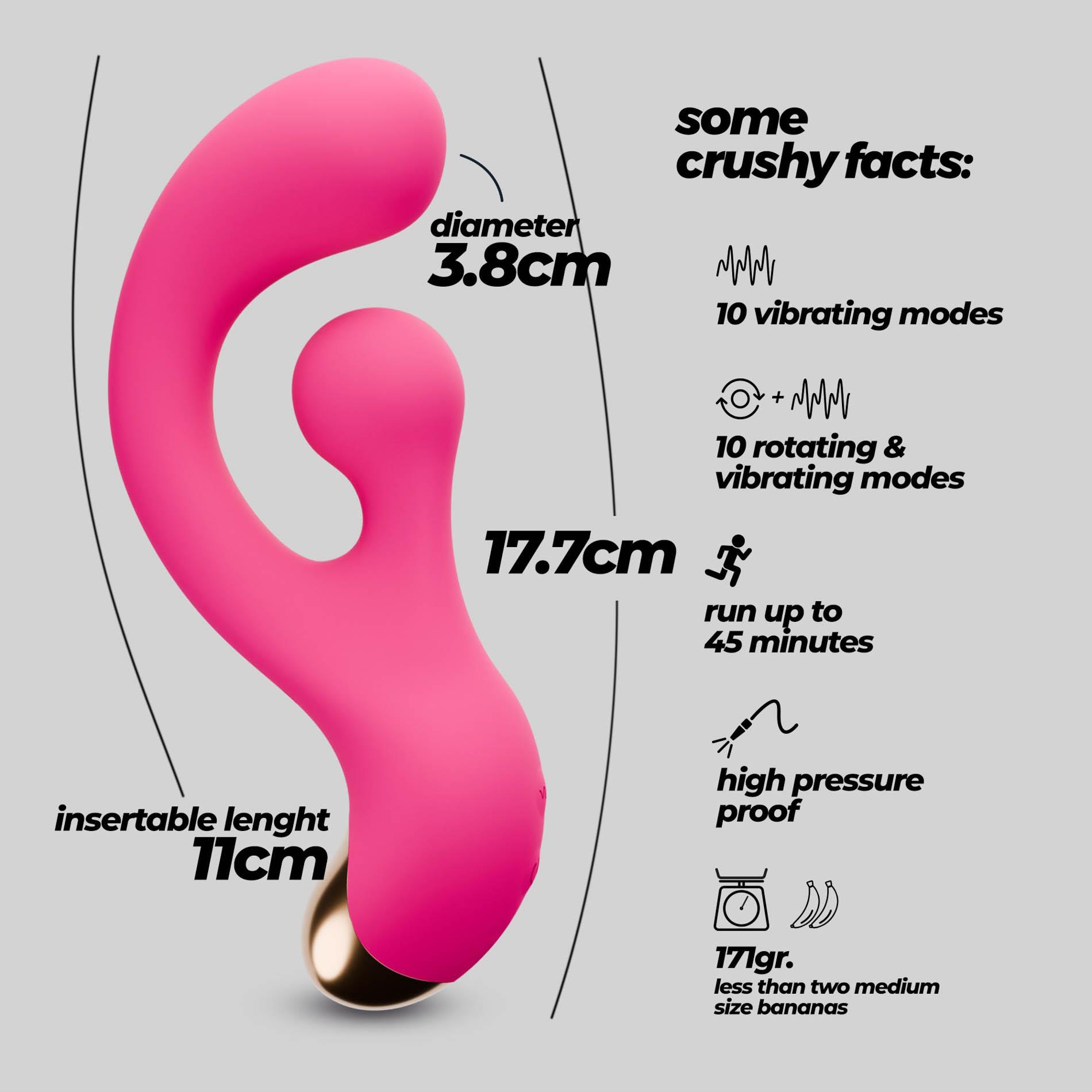 CRUSHIOUS PLEASER VIBRATOR WITH ROTATING STIMULATION - obrazek 9