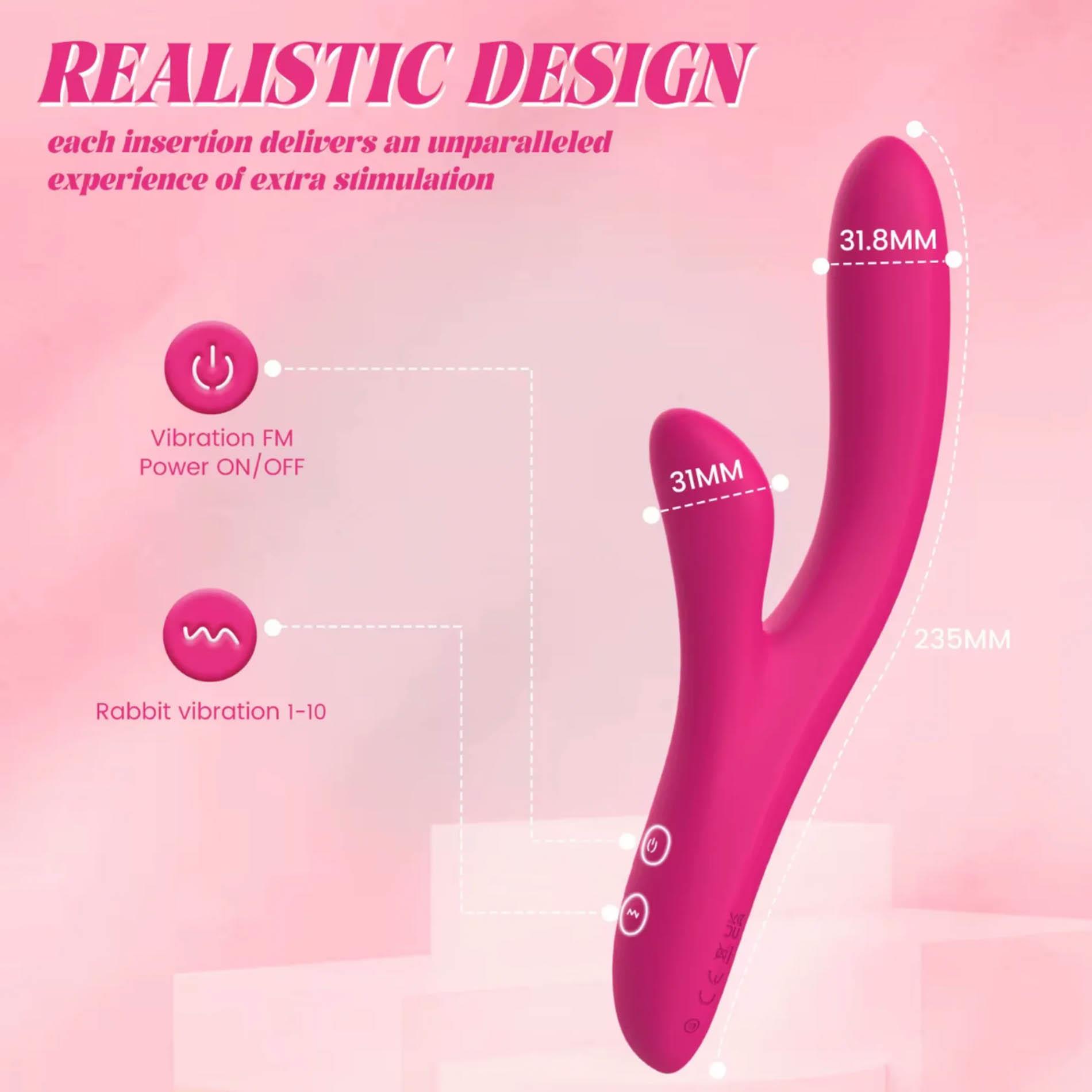 Wibrator króliczek Vibey Model Y Power Escorts różowy USB 23 5 cm - obrazek 8