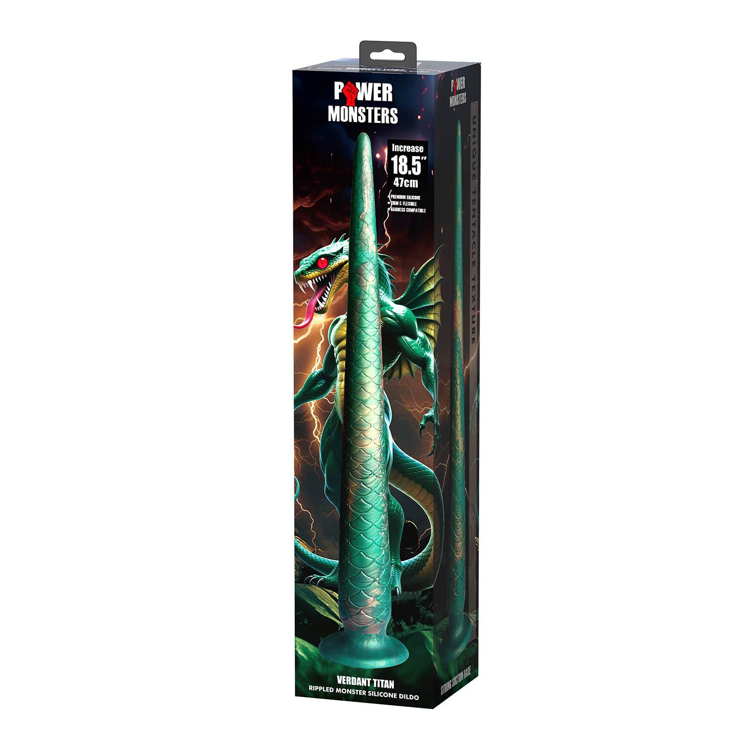 Dildo silikonowe Power Monsters Verdant Titan szmaragdowe 47 cm - obrazek 8