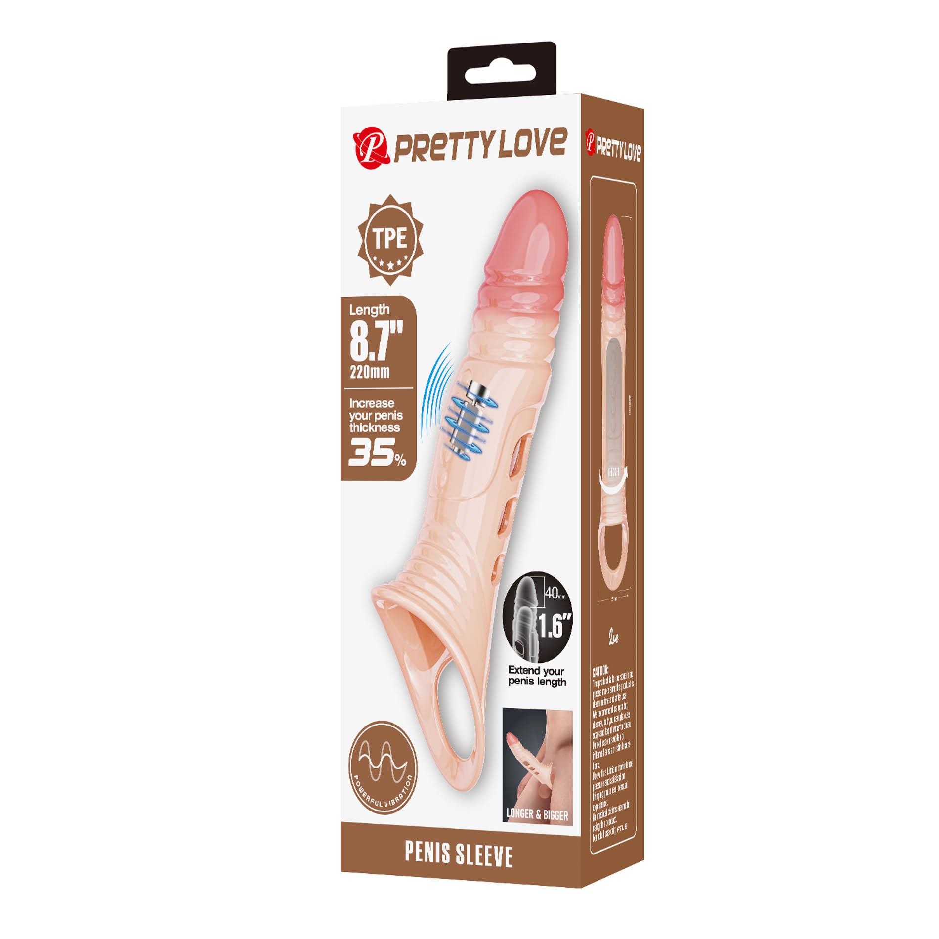 Realistyczna wibrująca nakładka na penisa Pretty Love 22 cm - obrazek 7
