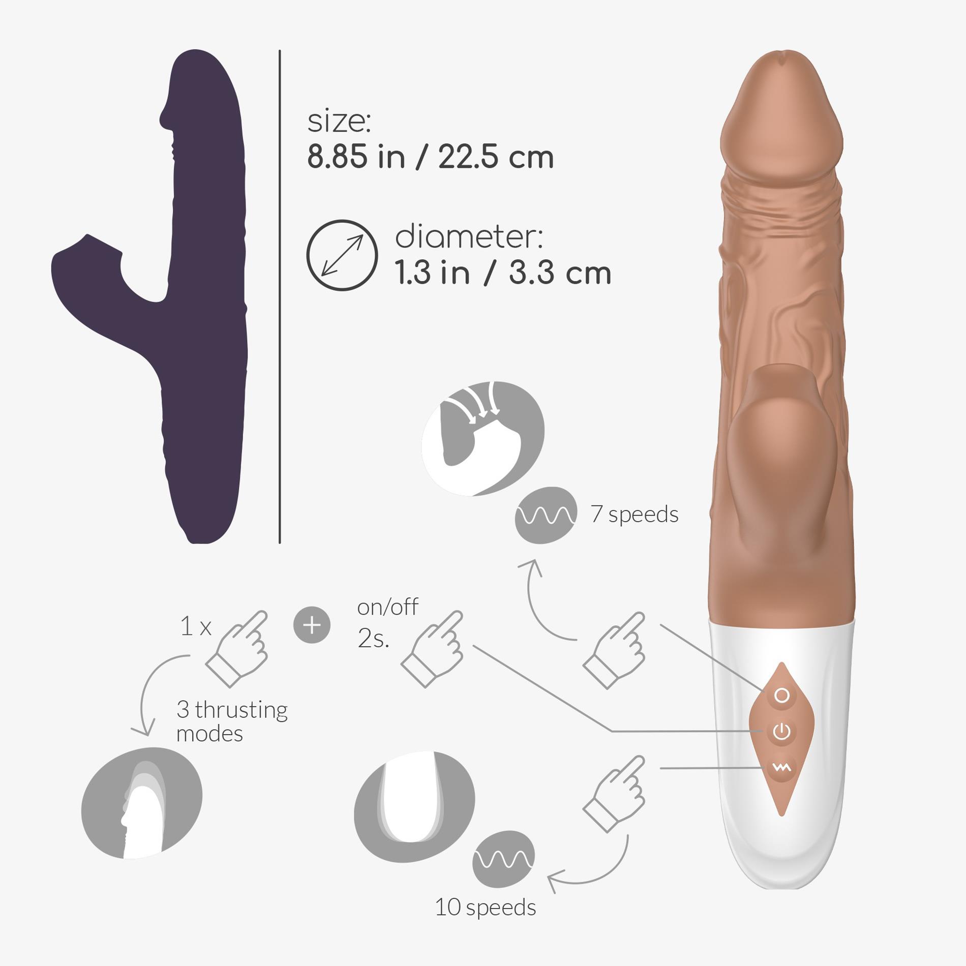 Wibrator realistyczny posuwisty Crushious El Matador 22,5 cm USB - obrazek 11