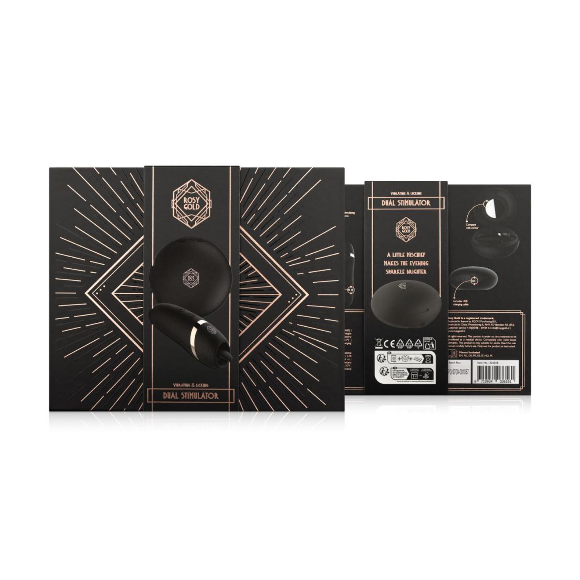 Stymulator licking Rosy Gold z etui ładującym czarny - obrazek 15