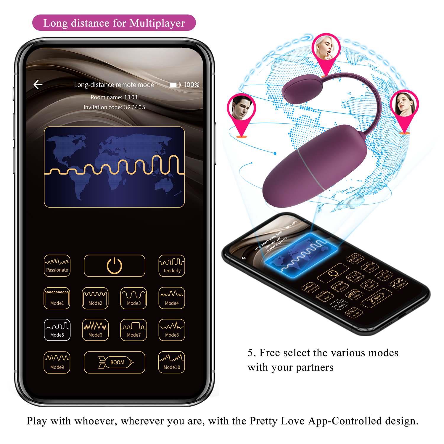PRETTY LOVE - Nymph, 12 vibration functions Mobile APP Long-distance Control, ABS, 1 AAA battery - obrazek 19