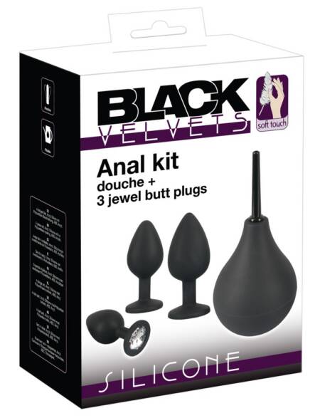 Zestaw analny Black Velvets z prysznicem i trzema korkami