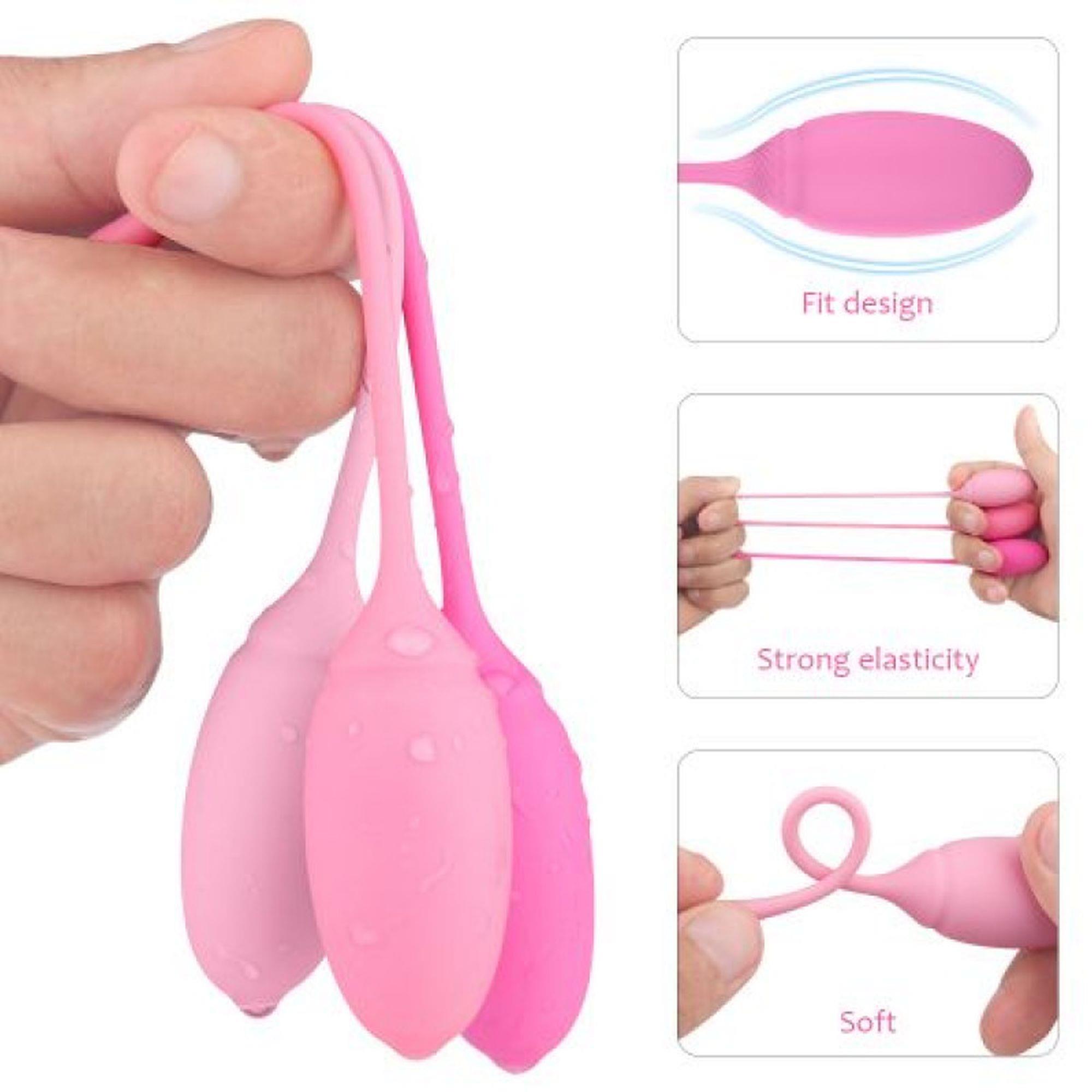 Kulki waginalne silikonowe Toyz4lovers różowe do Kegla 3 szt 15,5 cm - obrazek 3
